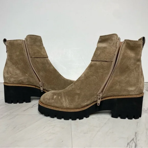 Paul Green Taupe Suede Buckle Lug Sole Boot 5 / 7.5 - Picture 7 of 16